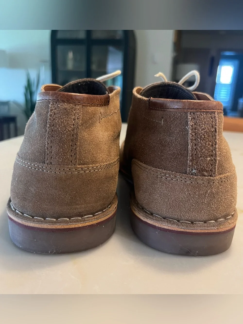 Kenneth Cole Men's Taupe Suede Chukka Boots with White Laces